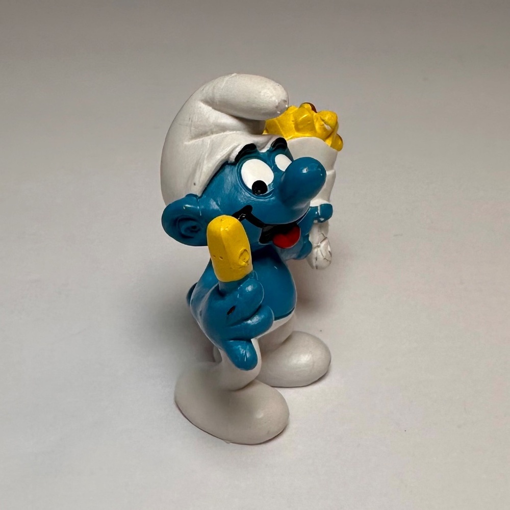 Vintage French Fry Smurf Figurine 1981 Schleich Peyo West Germany Smurfs